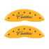 MGP 4 Caliper Covers Engraved Front & Rear Cursive/Cadillac Yellow finish black ch