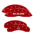 MGP 4 Caliper Covers Engraved Front & Rear 2019 Ram 1500 Red Finish Silver Ram/Ram Head Logo