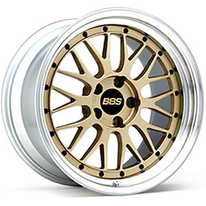BBS LM 19x8.5 5x112 ET25 PFS Gold Center Diamond Cut Lip Wheel - 82mm PFS/Clip Required