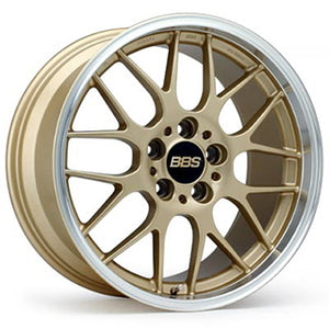 BBS RG-R 17x7.5 5x100 ET35 PFS Gold Center Diamond Cut Lip Wheel - 82mm PFS/Clip Required