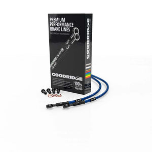 Goodridge 98-04 Honda CB600FW-F4 Hornet Electric Blue Front SS Brake Lines w/Black Fittings