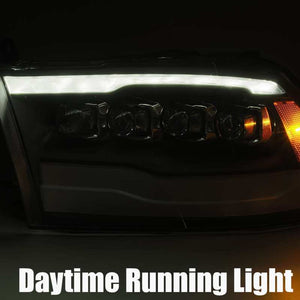 AlphaRex 09-18 Dodge Ram 1500HD NOVA LED Projector Headlights Plank Style Design Chrome w/DRL