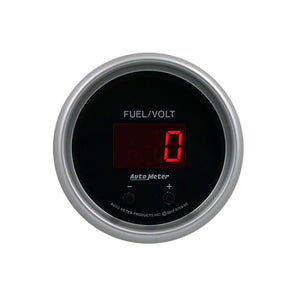 Autometer 52.4mm Black Switchable 0-100 Fuel Level / 8-18V Voltmeter Sport-Comp Elite Digital Gauge