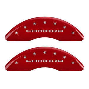 MGP 4 Caliper Covers Engraved Front & Rear Gen 5/Camaro Red finish silver ch