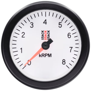 Autometer Stack Sport 88mm 0-8K RPM Tachometer - White