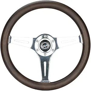 NRG Classic Wood Grain Wheel - 350mm 3 Chrome Silver Spokes Oak Color Wood