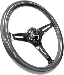 NRG Classic Wood Grain Steering Wheel (350mm) Chameleon/Pearlescent Paint Grip w/Blk 3-Spoke