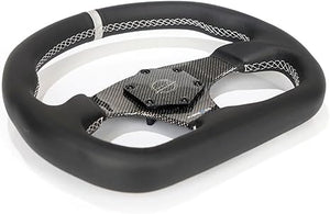 NRG Carbon Fiber Flat Bottom Steering Wheel (320mm) Silver CF Center w/Silver Stitch/Center Mark