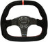 NRG Carbon Fiber Steering Wheel (320mm) Black CF Center w/Black Stitch Red Center Mark Flat Bottom