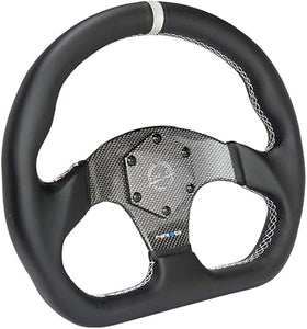 NRG Carbon Fiber Flat Bottom Steering Wheel (320mm) Silver CF Center w/Silver Stitch/Center Mark