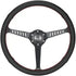 NRG Reinforced Stealth Wheel (380mm) 3 Spoke Center - 1in Deep Dish - Perforated Leather Red Stitch