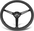NRG Reinforced Stealth Wheel (380mm) 3 Spoke Center 1in Deep Dish - Perforated Leather Black Stitch