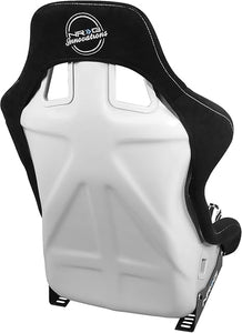 NRG FRP Bucket Seat Vegan Suede w/ Black & White Yaba Print - Large