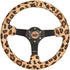 NRG Reinforced Steering Wheel (350mm/3in. Deep) SAVAGE Brown Leopard w/ Matte Blk Spokes