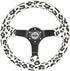 NRG Reinforced Steering Wheel (350mm/3in. Deep) SAVAGE White Leopard w/ Matte Blk Spokes