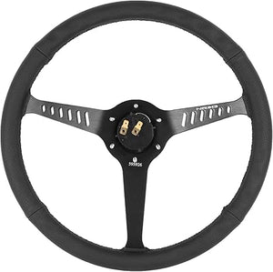 NRG Reinforced Stealth Wheel (380mm) 3 Spoke Center 1in Deep Dish - Perforated Leather Black Stitch