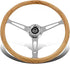 NRG Reinforced Steering Wheel (380mm) Light Wood Grain w/3-Spoke Center Shinny Chrome