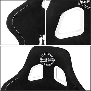 NRG FRP Bucket Seat Vegan Suede w/ Black & White Yaba Print - Large