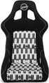NRG FRP Bucket Seat Vegan Suede w/ Black & White Yaba Print - Large