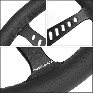 NRG Reinforced Stealth Wheel (380mm) 3 Spoke Center 1in Deep Dish - Perforated Leather Black Stitch