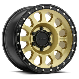 Method MR315 20x10 / 8x180 BP / -18mm Offset / 130.81mm CB Gold - Black Lip Wheel