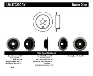 Stoptech 09-10 Subaru Forester / 08-10 Impreza/WRX Rear CRYO-STOP Rotor