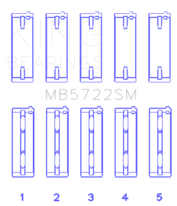 King Engine Bearings Mitsubishi 4B11T Turbo Evo X/2007-> (Size +0.50mm) Main Bearing Set