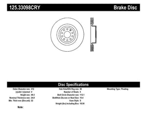 Stoptech 06-10 Audi A3 / 08-10 TT / 99-10 TT Quattro / 09 VW CC Front High Carbon CRYO-STOP Roto