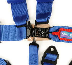 NRG SFI 16.1 5PT 3in Seat Belt Harness with Pads / Latch Link - Blue
