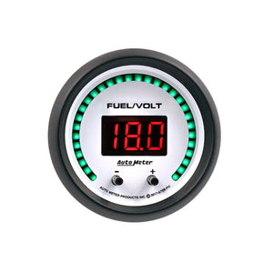 Autometer 52.4mm White Switchable 0-100 Fuel Level/8-18V Voltmeter Phantom Elite Digital Gauge