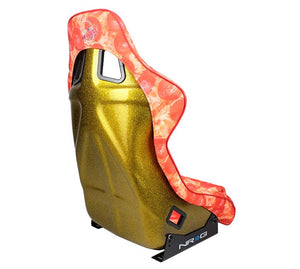 NRG FRP Bucket Seat PRISMA ULTRA SLICE Edition W/ Gold Pearlized Back Pizza Microfiber Print - Large