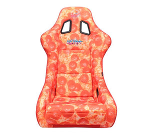 NRG FRP Bucket Seat PRISMA ULTRA SLICE Edition W/ Gold Pearlized Back Pizza Microfiber Print - Large