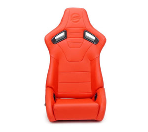 NRG Omega Reclinable Racing Seat (Pair) Red with Black Carbon Vinyl Back