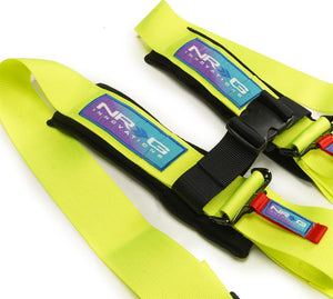 NRG SFI 16.1 5PT 3in Seat Belt Harness with Pads / Latch Link - Neon Green