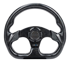NRG Shiny Black Forged Carbon Fiber Steering Wheel 320mm Flat Bottom