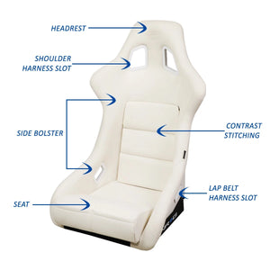 NRG FRP Bucket Seat White Vinyl Material (Large)