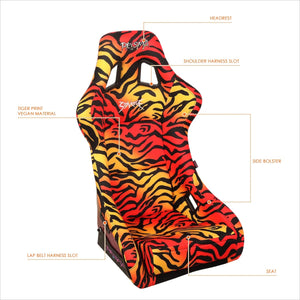 NRG FRP Bucket Seat PRISMA SAVAGE II Edition Vegan Matl. w/ Phone Pkt. - Hombre Pearl Back - Large