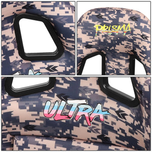 NRG FRP Bucket Seat PRISMA Digital Camo Edition Vegan Matl. w/ Phone Pkt. Silver Pearl Back - Medium