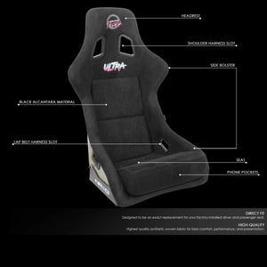 NRG FRP Bucket Seat PRISMA Edition w/Pearlized Back Black Alcantara - X Large