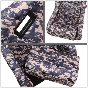 NRG FRP Bucket Seat PRISMA Digital Camo Edition Vegan Matl. w/ Phone Pkt. Silver Pearl Back - Medium