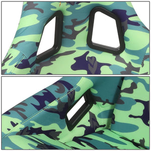 NRG FRP Bucket Seat PRISMA Green Camo Edition Vegan Matl. w/ Phone Pkt. - Green pearl back - Large