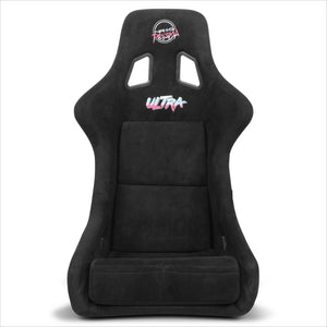 NRG FRP Bucket Seat PRISMA Edition w/ Pearlized Back Black Alcantara Ultra Embroidery - X Large