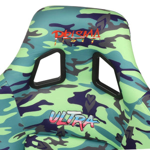 NRG FRP Bucket Seat PRISMA Green Camo Edition Vegan Matl. w/ Phone Pkt. - Green pearl back - Large