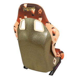 NRG FRP Bucket Seat PRISMA Boba Edition Vegan Matl. w/ Phone Pkt. - Gold Pearl Back - Medium