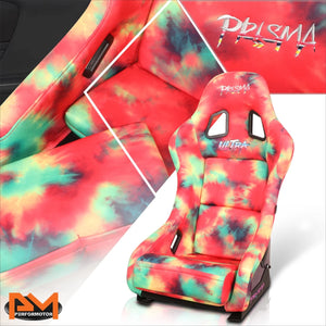 NRG FRP Bucket Seat PRISMA 60s Tie Dye Edition Vegan Matl. w/ Phone Pkt. Purple Pearl Back - Medium