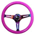 NRG Classic Wood Grain Wheel (350mm) 3 Neochrome Spokes- Neon Purple