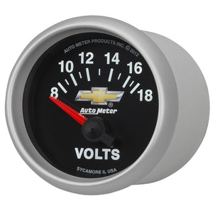 AutoMeter Gauge Voltmeter 2-1/16in. 18V Electric Chevy Gold Bowtie