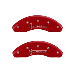 MGP 4 Caliper Covers Engraved Front Lincoln Engraved Rear MKZ Red finish silver ch