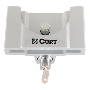 Curt Trailer Coupler Lock for 2in or 2-5/16in Flat Lip Couplers (Grey Aluminum)