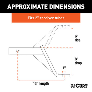 Curt Class 3 Ball Mount (2in Shank 5000lbs 8in Drop 13in Long)